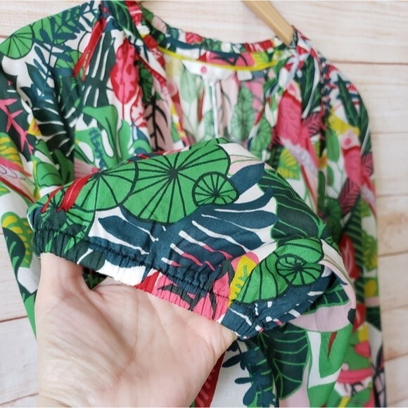Boden 100% Cotton Heather Palm Leaf Paradise Tropical Jungle Blouse/Top - Picture 5 of 11